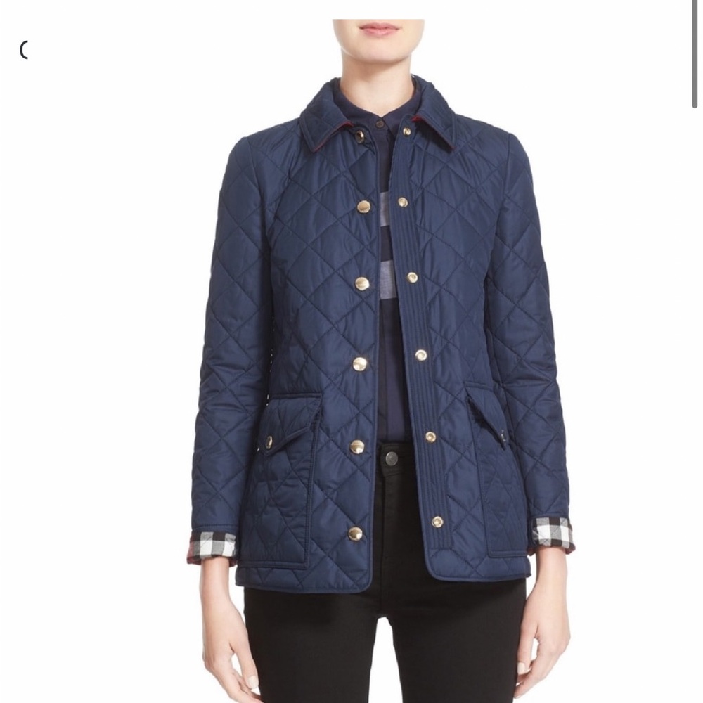 New Burberry Blue Utility Jacket Quilted Classic